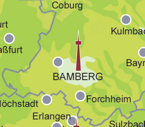 Versorgungsgebiet DVB-T in der Region Bamberg (Quelle: Projektbro DVB-T Bayern)