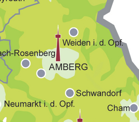 Versorgungsgebiet DVB-T in der Region Hirschau (Quelle: Projektbro DVB-T Bayern)