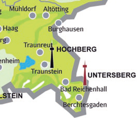 Versorgungsgebiet DVB-T Traunstein / Ruhpolding (Quelle: Projektbro DVB-T Bayern)